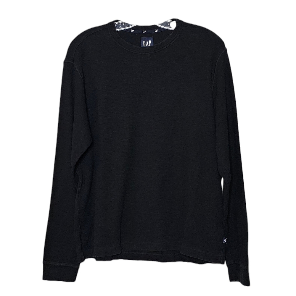 Gap Black Charcoal Cotton Thermal Base Layer Crewneck Long Sleeve Tee men's L